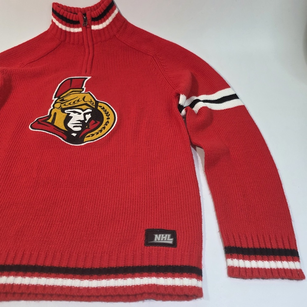 Vintage Official NHL Ottawa Senators   Knit Sweater 1/4 Zip‎ Size M Y2K Hockey